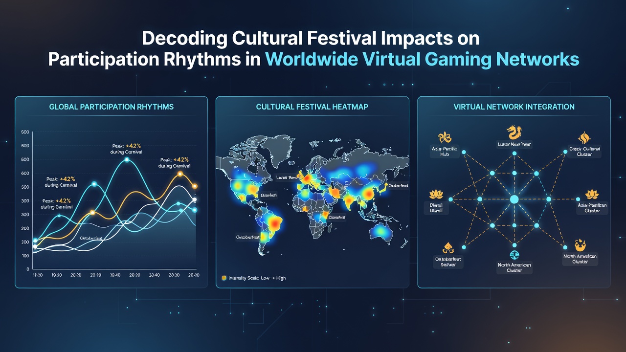 Data visualization of participation rhythms in virtual gaming networks during worldwide cultural festivals