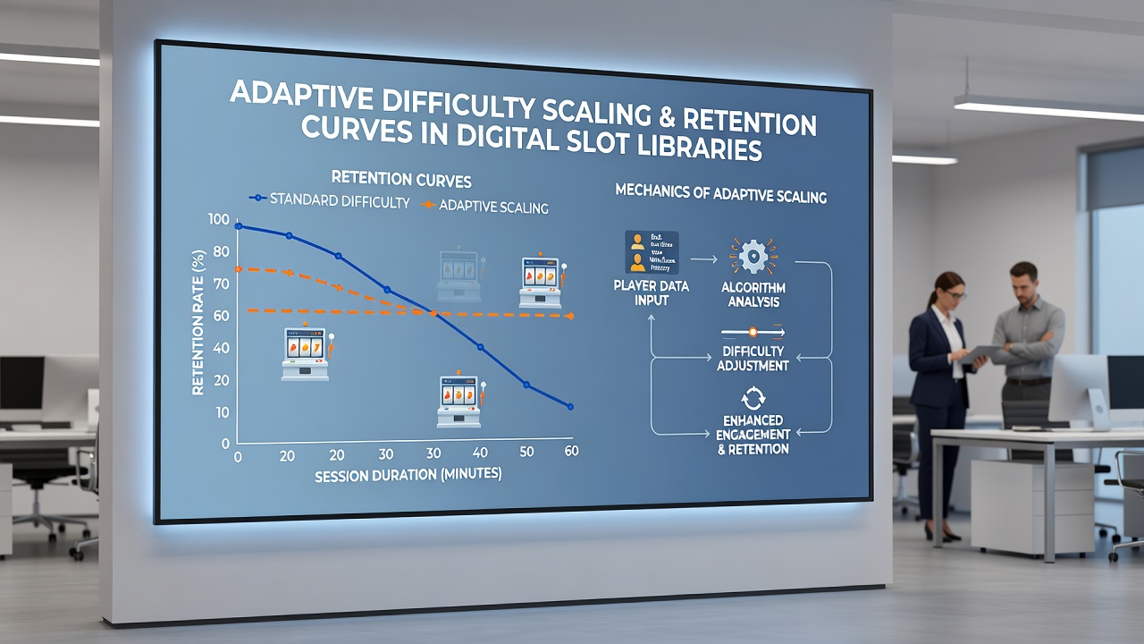 Illustration of player session data on adaptive slot platforms showing retention metrics