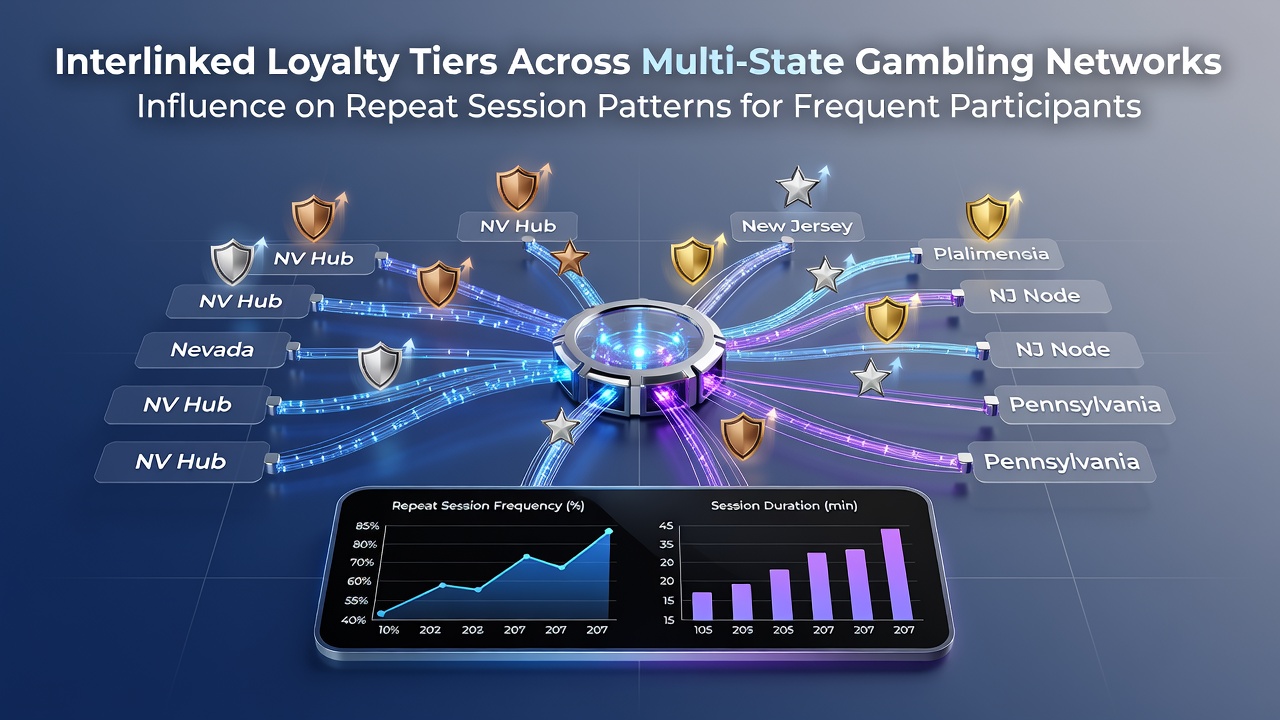 Multi-state casino loyalty program interface showing tier progression across networked properties