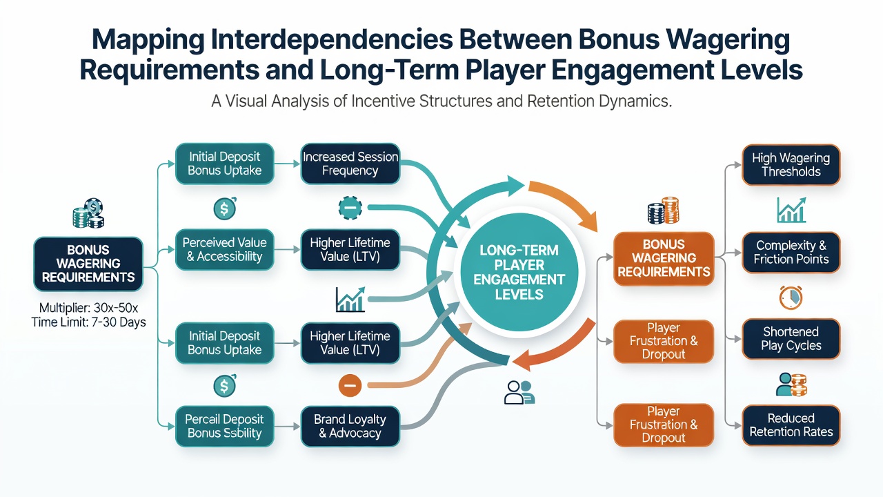 Heatmap visualization of player engagement levels plotted against varying bonus wagering multiples