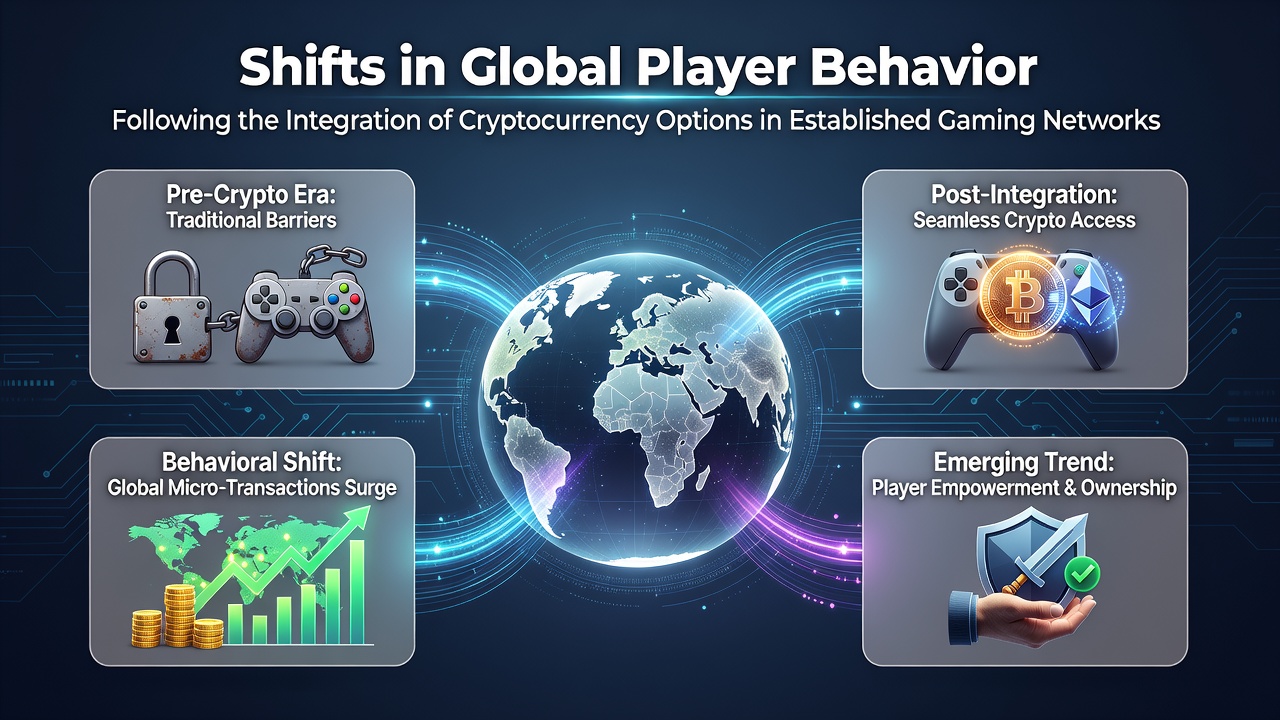 Global gaming networks showing cryptocurrency integration effects on player activity patterns