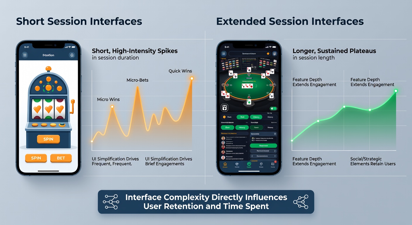 Analytics dashboard displaying session duration graphs alongside mobile UI heatmaps for gambling applications